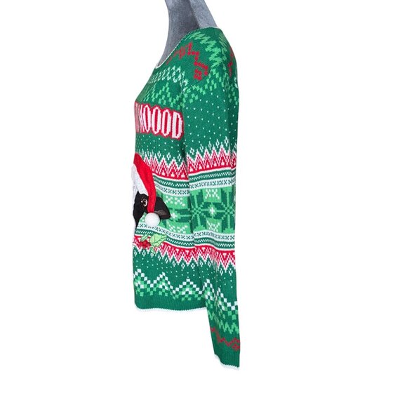 Holiday Time Christmas Moo Cow Ugly Sweater Green Red Medium M (38-40) Acrylic K - Picture 3 of 7